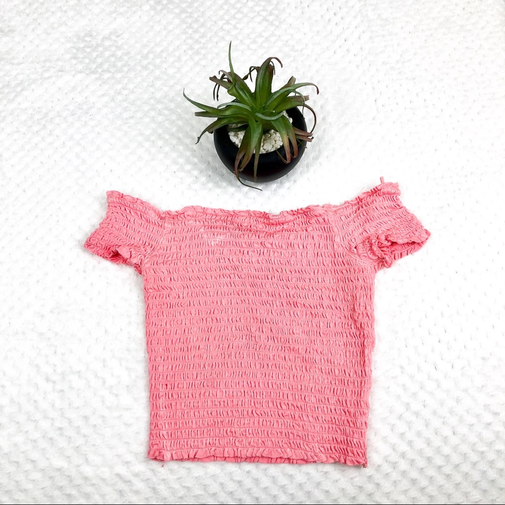 Off the shoulder pink crop top